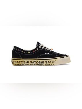 Vans Black Low-Top Sneakers with Multicolor Eyelets and Printed Midsole